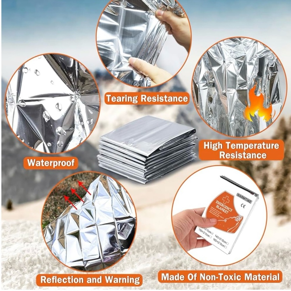 4x Emergency Mylar Thermal Blanket for Survival First Aid Kits Outdoors Travel - Picture 4 of 10